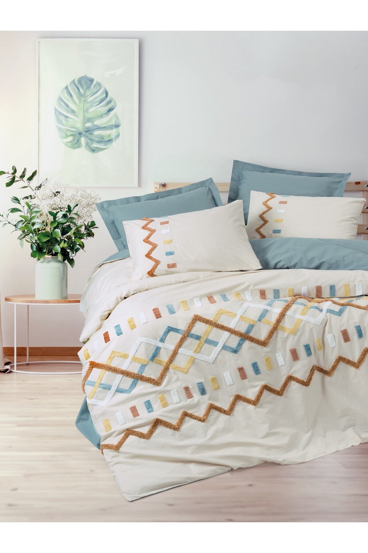 Set Huse Plapumă Ranforce Dublu Husă Plapumă: 200 x 220 cm Cearșaf: 240 x 260 cm Față de Pernă: 50 x 70 cm (2 Bucăți) Mentă