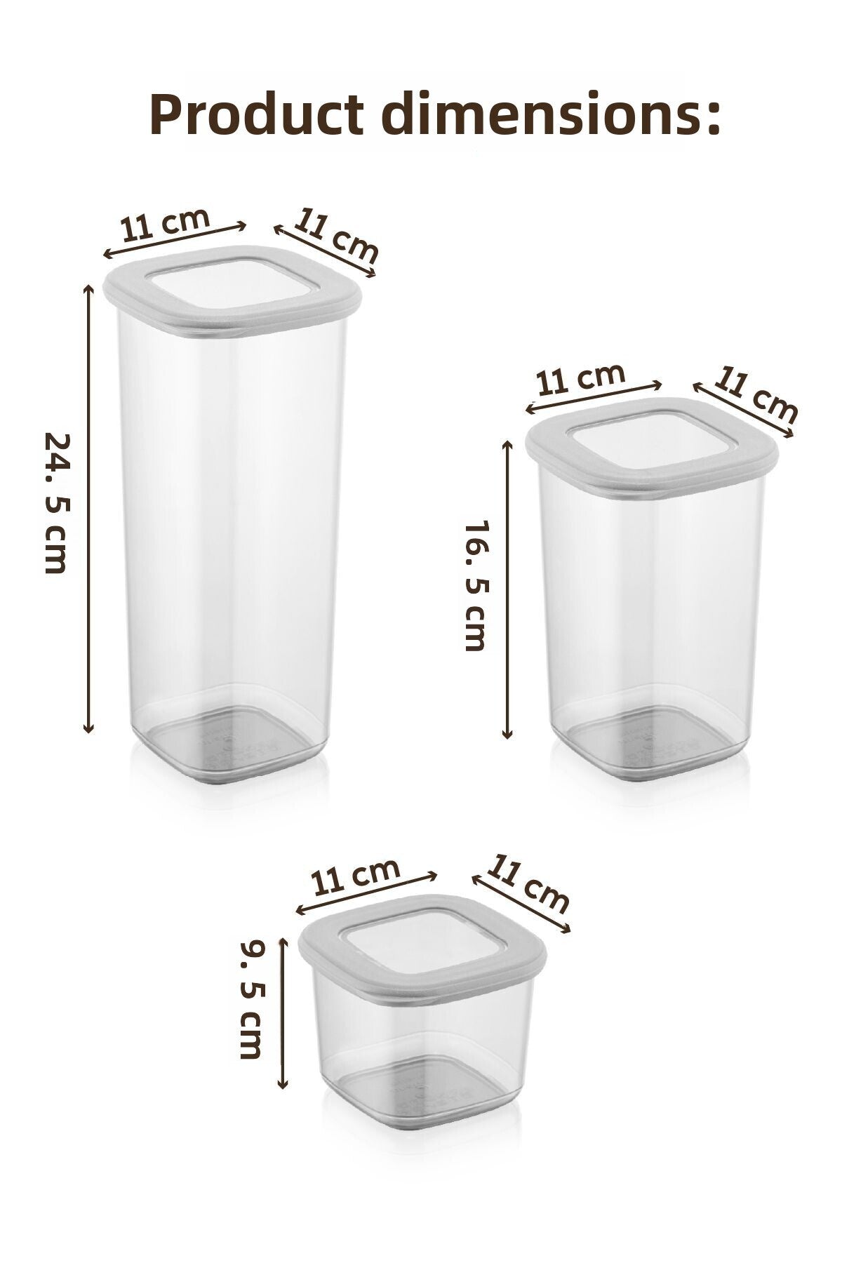 Foil-Labeled Square Food Storage Container 18-Piece Set 6x(0.55 L, 1.2 L, 1.75 L)