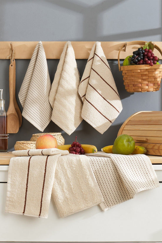 Wash Towel Set (6 Pieces) Size: 30 X 50 Cm (6 Pieces) Beige