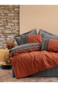 Ranforce Double Quilt Cover Set Quilt Cover: 200 X 220 Cm Flat Sheet: 240 X 260 Cm Pillowcase: 50 X 70 Cm (2 Pieces) Tamaya - Tile Red