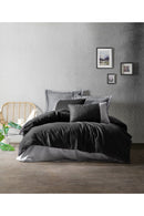Ranforce Double Quilt Cover Set Quilt Cover: 200 X 220 Cm Flat Sheet: 240 X 260 Cm Pillowcase: 50 X 70 Cm (2 Pieces) Plain - Black, Grey