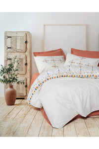 Ranforce Double Quilt Cover Set Quilt Cover: 200 X 220 Cm Flat Sheet: 240 X 260 Cm Pillowcase: 50 X 70 Cm (2 Pieces) Tile Red