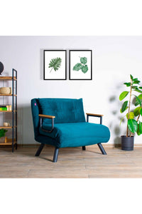 Canapea extensibilă cu 1 loc, verde petrol