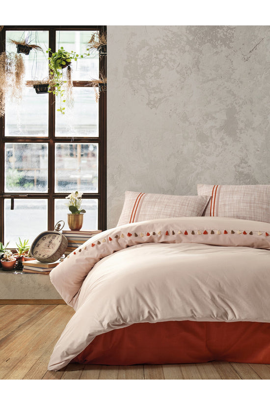 Ranforce Double Quilt Cover Set Quilt Cover: 200 X 220 Cm Flat Sheet: 240 X 260 Cm Pillowcase: 50 X 70 Cm (2 Pieces) Merri - Beige