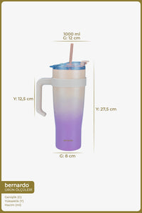 xBernardo Alto Termos Cană cu Pai Roz 1000ml