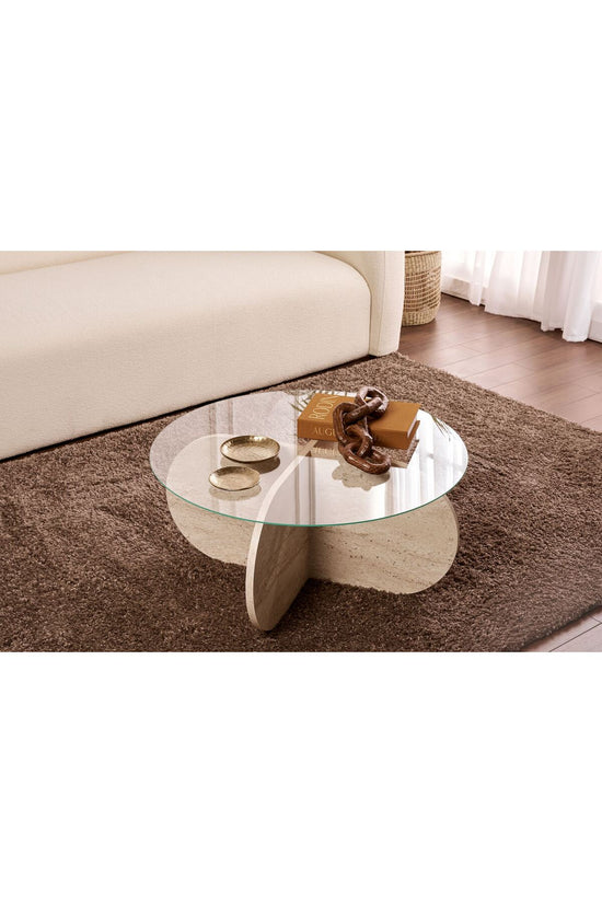 Coffee Table Travertine / Transparent