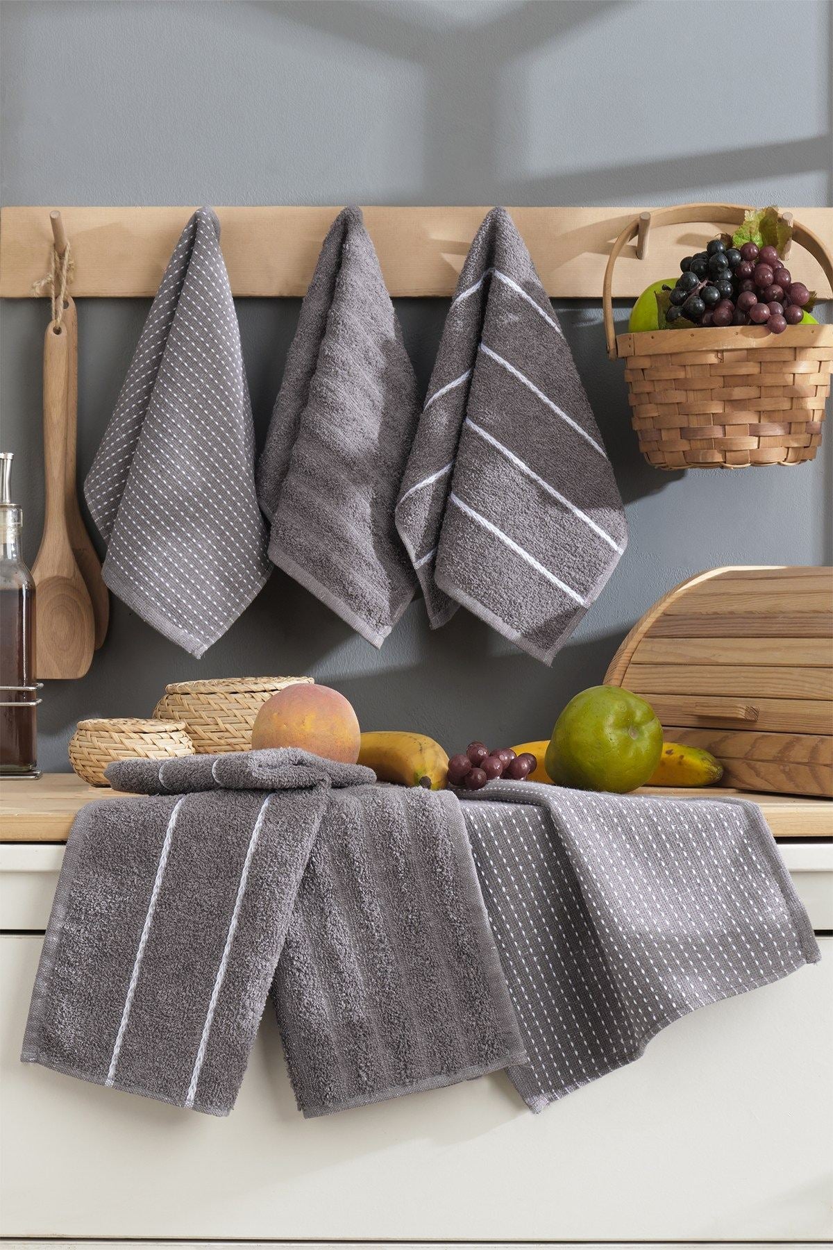 Set Prosop Mâini (6 Piese) Dimensiune: 30 X 50 Cm (6 Piese) Antracit