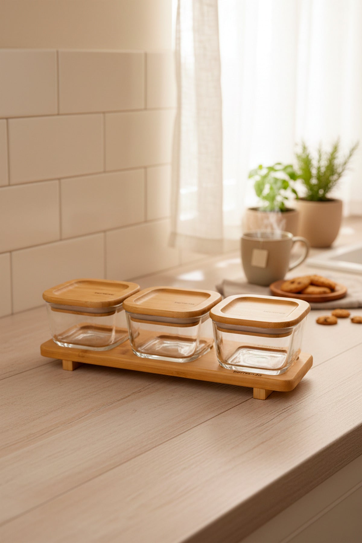 xBernardo Lunaya 3 Piece Bamboo Stand Breakfast Set Small
