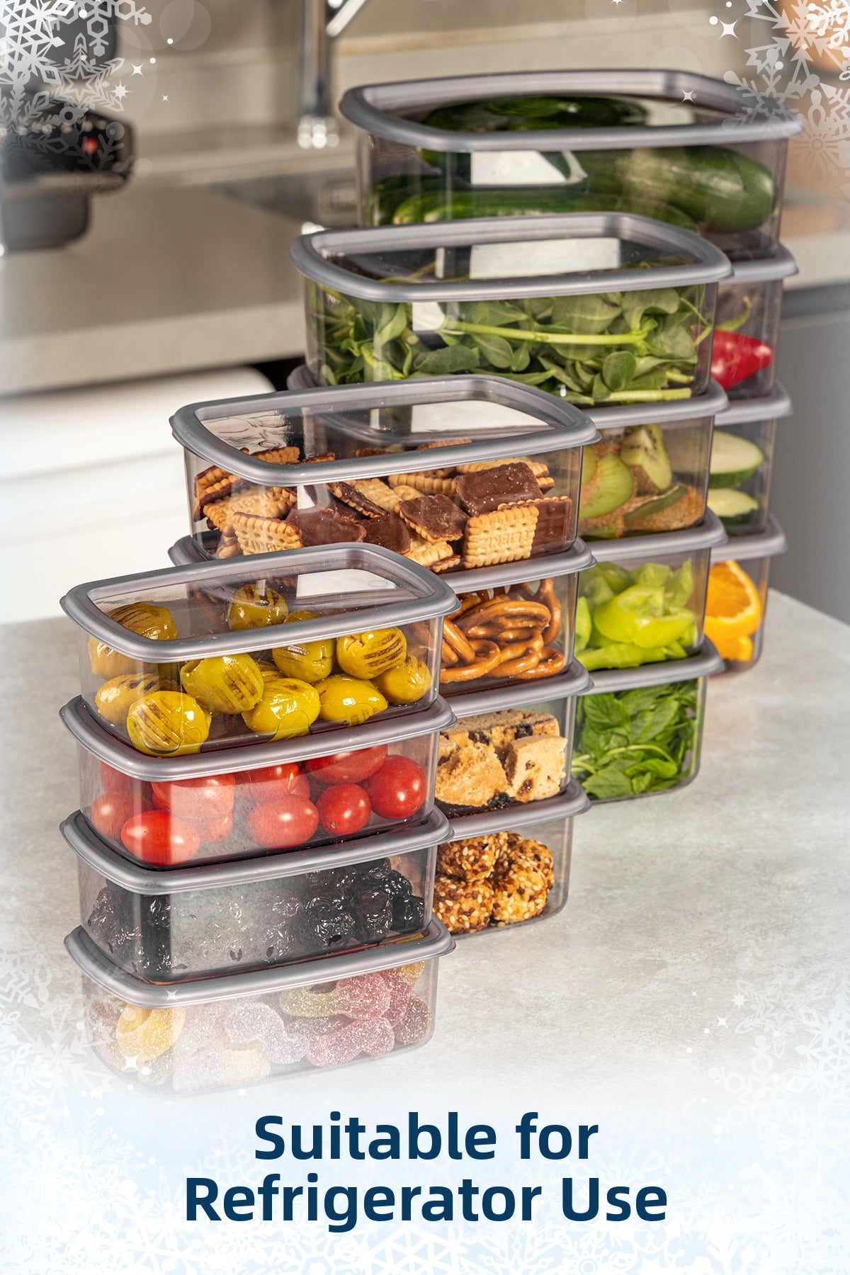 Anthracite 24-Piece Airtight Storage Set - 6X(250-500-750-1200 ml)