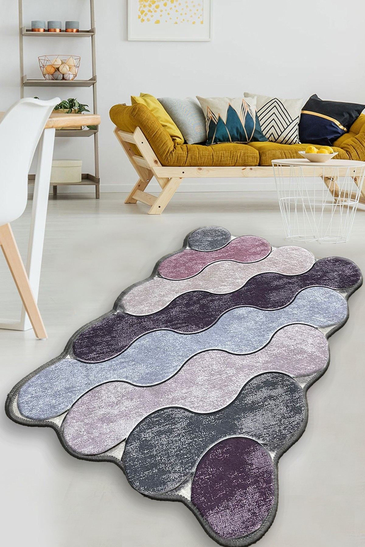 Covoraș de baie antiderapant, cu partea inferioară anti-alunecare, dimensiune: 70 X 120 Cm, cerc - violet