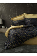 Ranforce Double Quilt Cover Set Quilt Cover: 200 X 220 Cm Flat Sheet: 240 X 260 Cm Pillowcase: 50 X 70 Cm (2 Pieces) Veta - Gold
