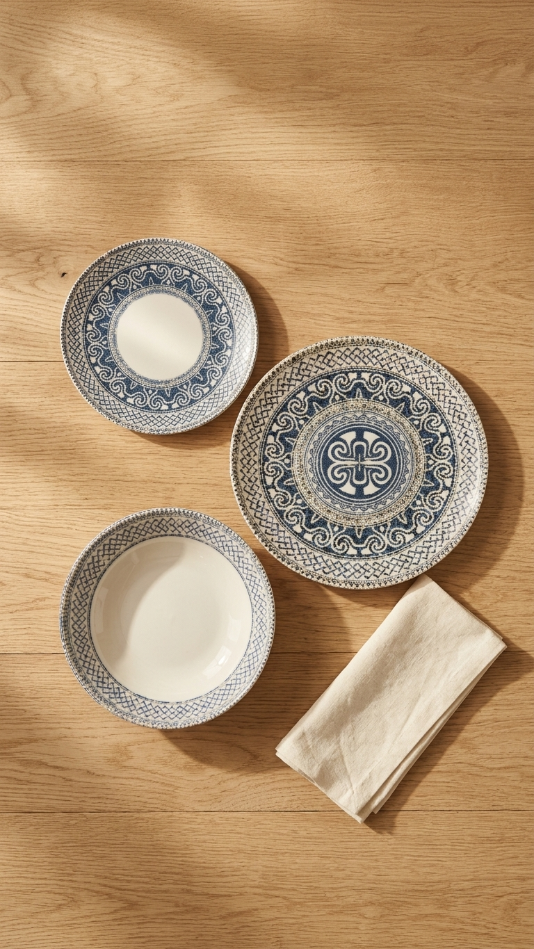 Farika 18 Piece Blue Mosaic Dinner Set for 6 People - Premium Dinner Set