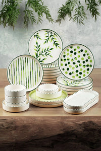 22 Pieces Stackable Greentree Breakfast Set for 12 Person - Luxury Breakfast Serving Plate Set