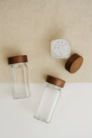 12-Piece Square Glass Spice Jar Set with Acacia Lids – Airtight Spice Containers + 56 Labels Included