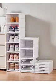 6-Tier Foldable Shoe Rack – Portable Multi-Purpose Shoe Storage Cabinet with Doors & Shelves