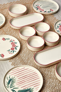 14 Piece Stackable Sakura Breakfast Set for 6 People - Luxury Breakfast Serving Plate Set