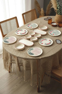 14 Piece Stackable Sakura Breakfast Set for 6 People - Luxury Breakfast Serving Plate Set
