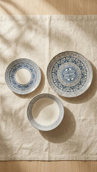 Farika 18 Piece Blue Mosaic Dinner Set for 6 People - Premium Dinner Set