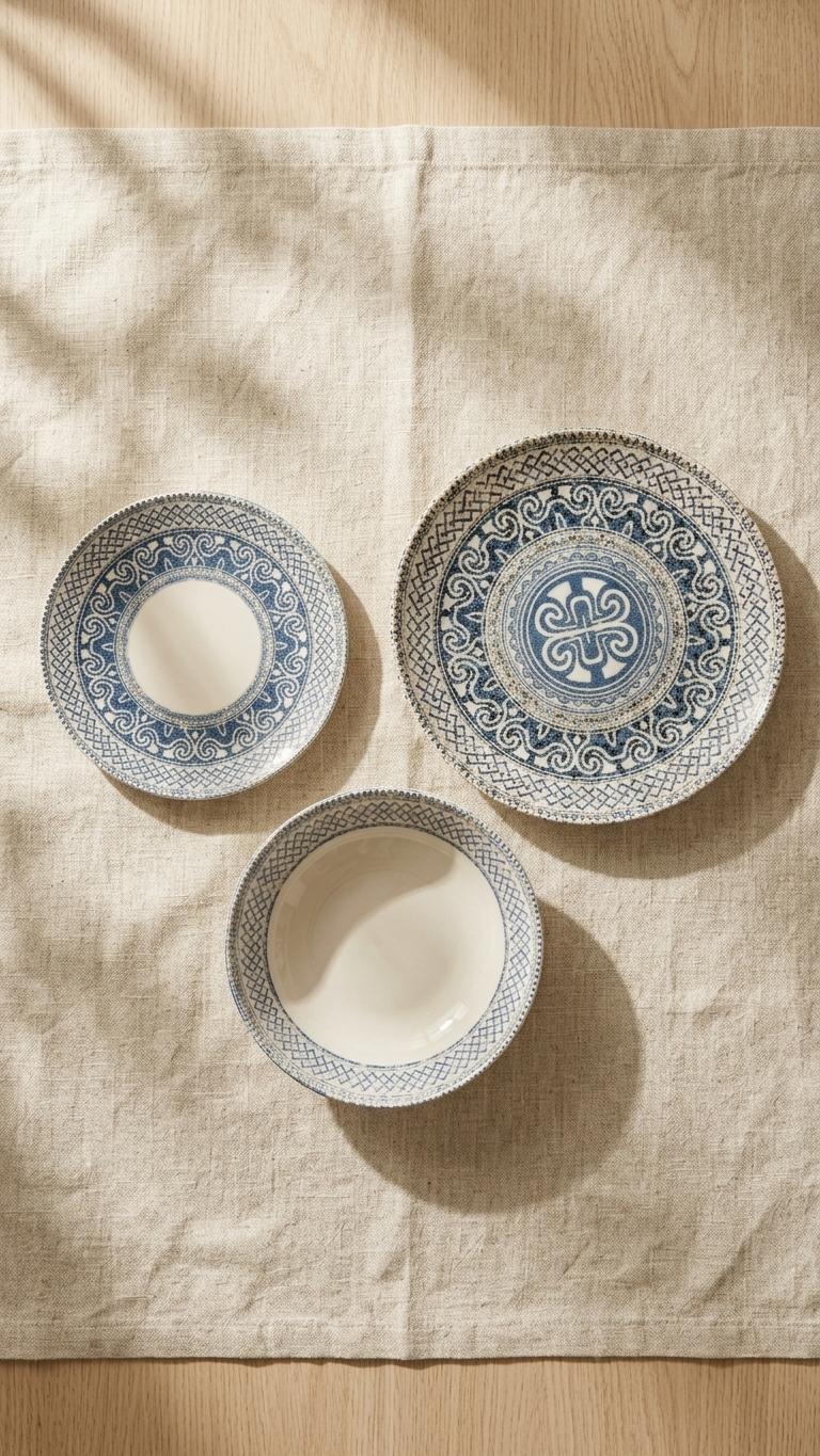 Farika 18 Piece Blue Mosaic Dinner Set for 6 People - Premium Dinner Set