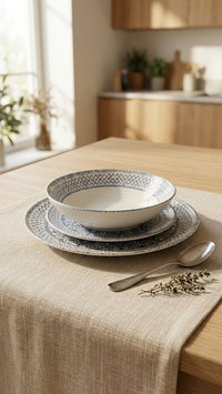Farika 18 Piece Blue Mosaic Dinner Set for 6 People - Premium Dinner Set