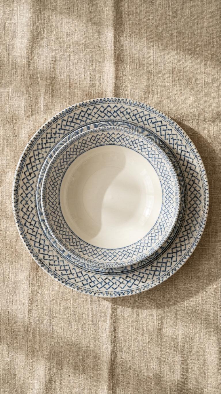 Farika 18 Piece Blue Mosaic Dinner Set for 6 People - Premium Dinner Set