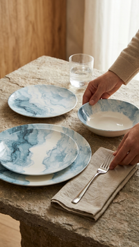 Farika 18 Piece Glacier Dinner Set for 6 People - Premium Dinner Set
