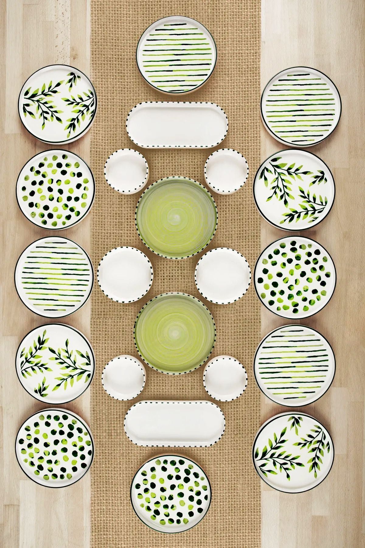 22 Pieces Stackable Greentree Breakfast Set for 12 Person - Luxury Breakfast Serving Plate Set