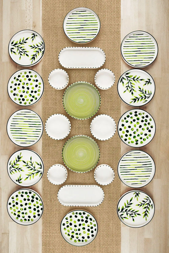 22 Pieces Stackable Greentree Breakfast Set for 12 Person - Luxury Breakfast Serving Plate Set