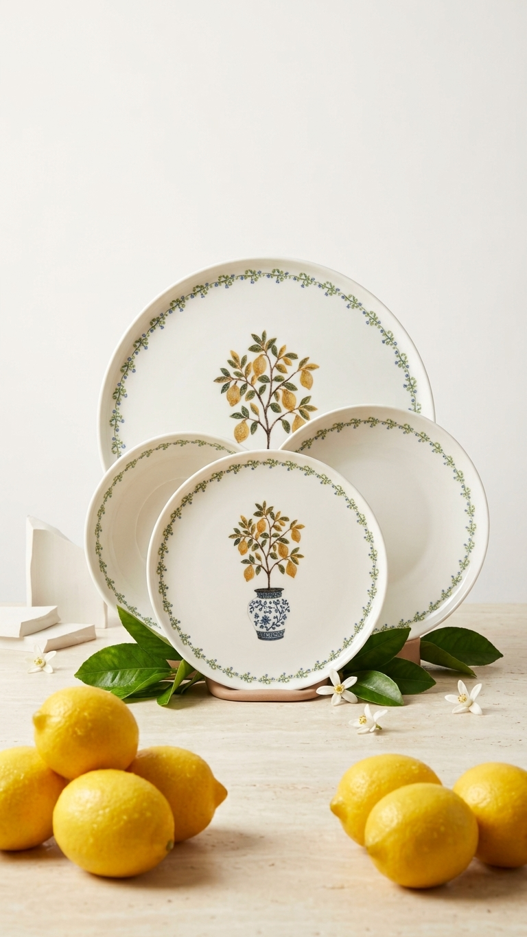 Farika 24 Piece Lemon Dinner Set for 6 People - Premium Dinner Set