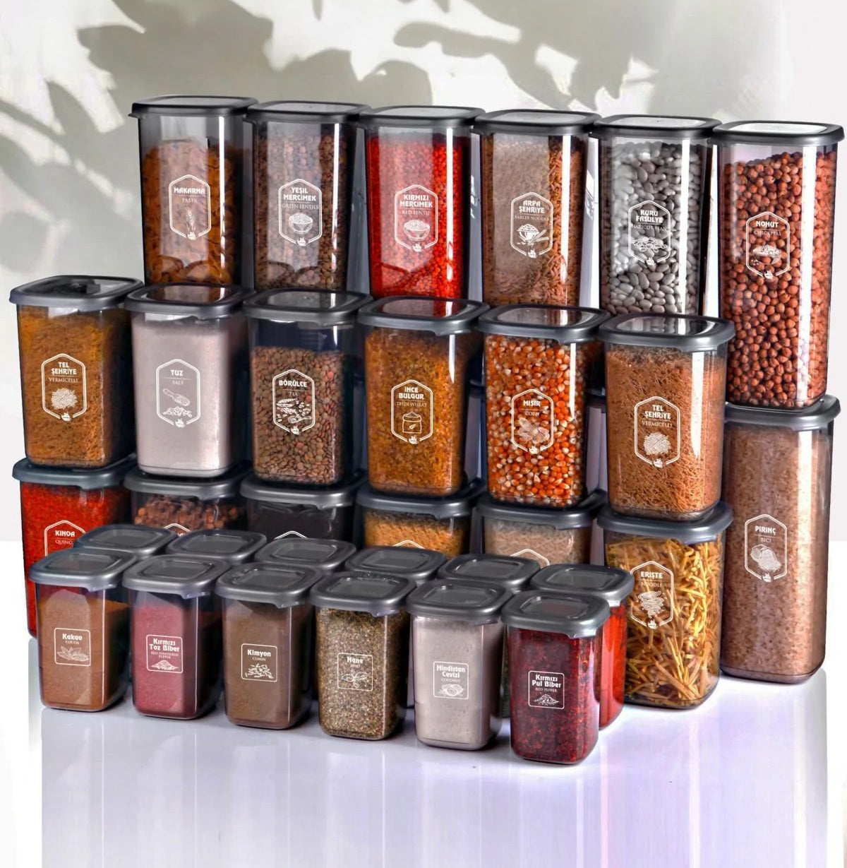 36-Piece Modern Square Food Storage Container Set with Labels – 1750ml, 1200ml & 450ml