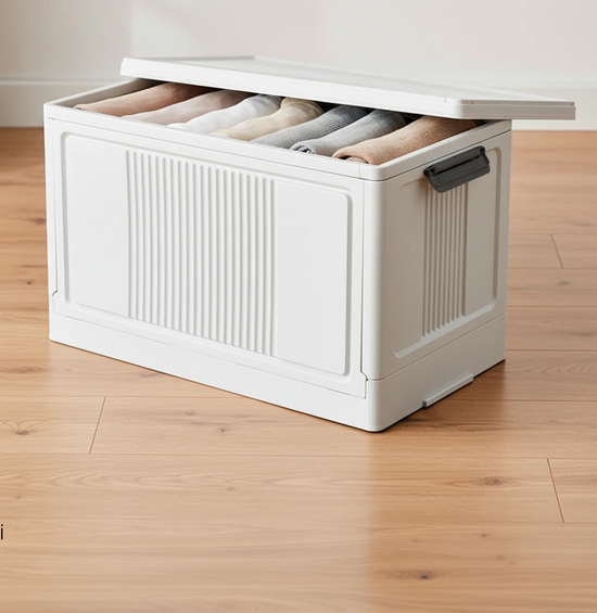 Modern Portable Storage Organizer Box White (32x54x32 cm)