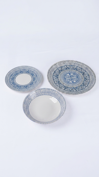 Farika 18 Piece Blue Mosaic Dinner Set for 6 People - Premium Dinner Set